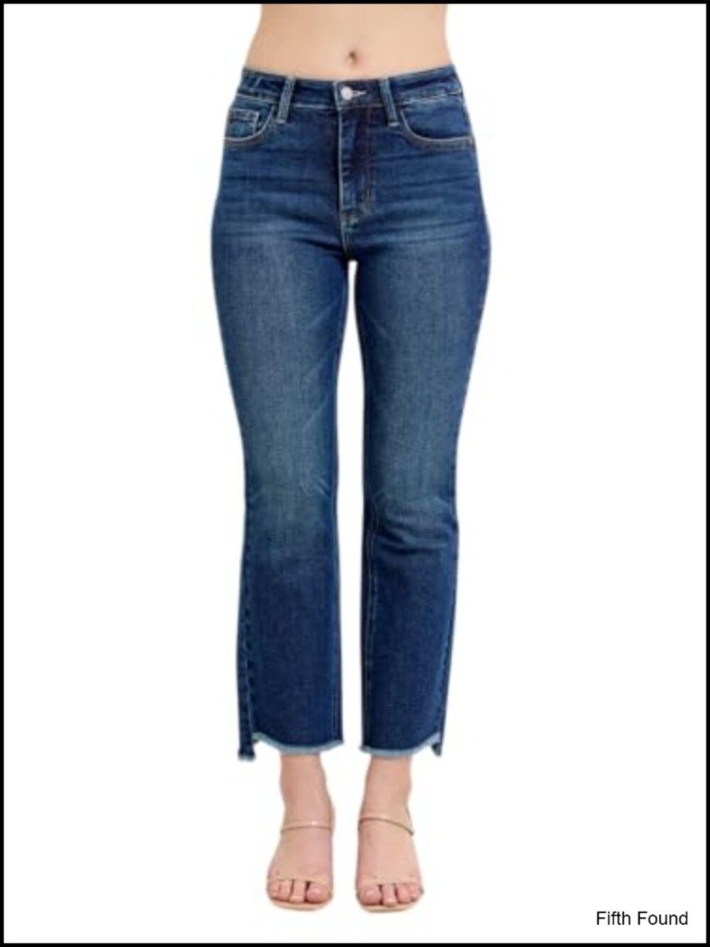 High Waisted Kick Flare Jeans 26" Inseam Cotton Blend Straight Fit